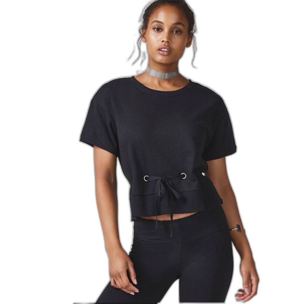 Fabletics | Odin Cinch Waist Detail Black Tee French Terry Fabric Size XS
